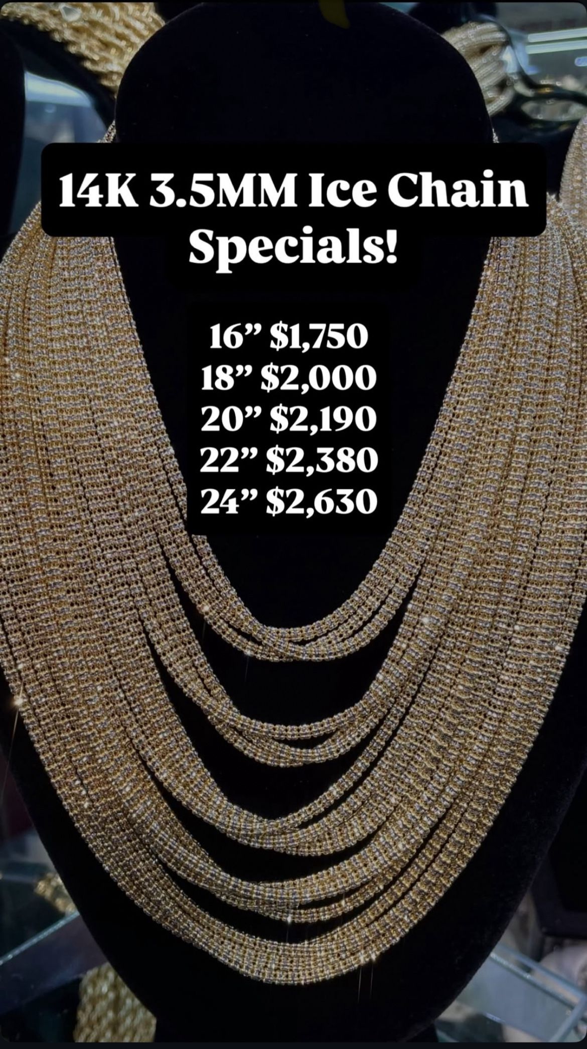 14K 4.5MM Ice Chain Yellow Gold