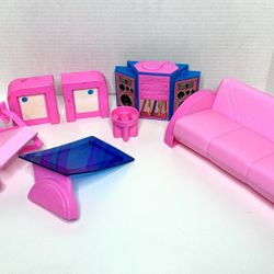 7 Furniture Pieces from Vintage 1986 Mattel “Barbie and the Rockers – Rockin’ House Party Playset #7748”