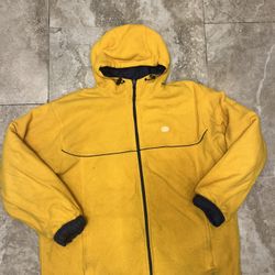 Vtg Nike Reversible Jacket Men Large Yellow Blue Full Zip Fleece Embroidered 