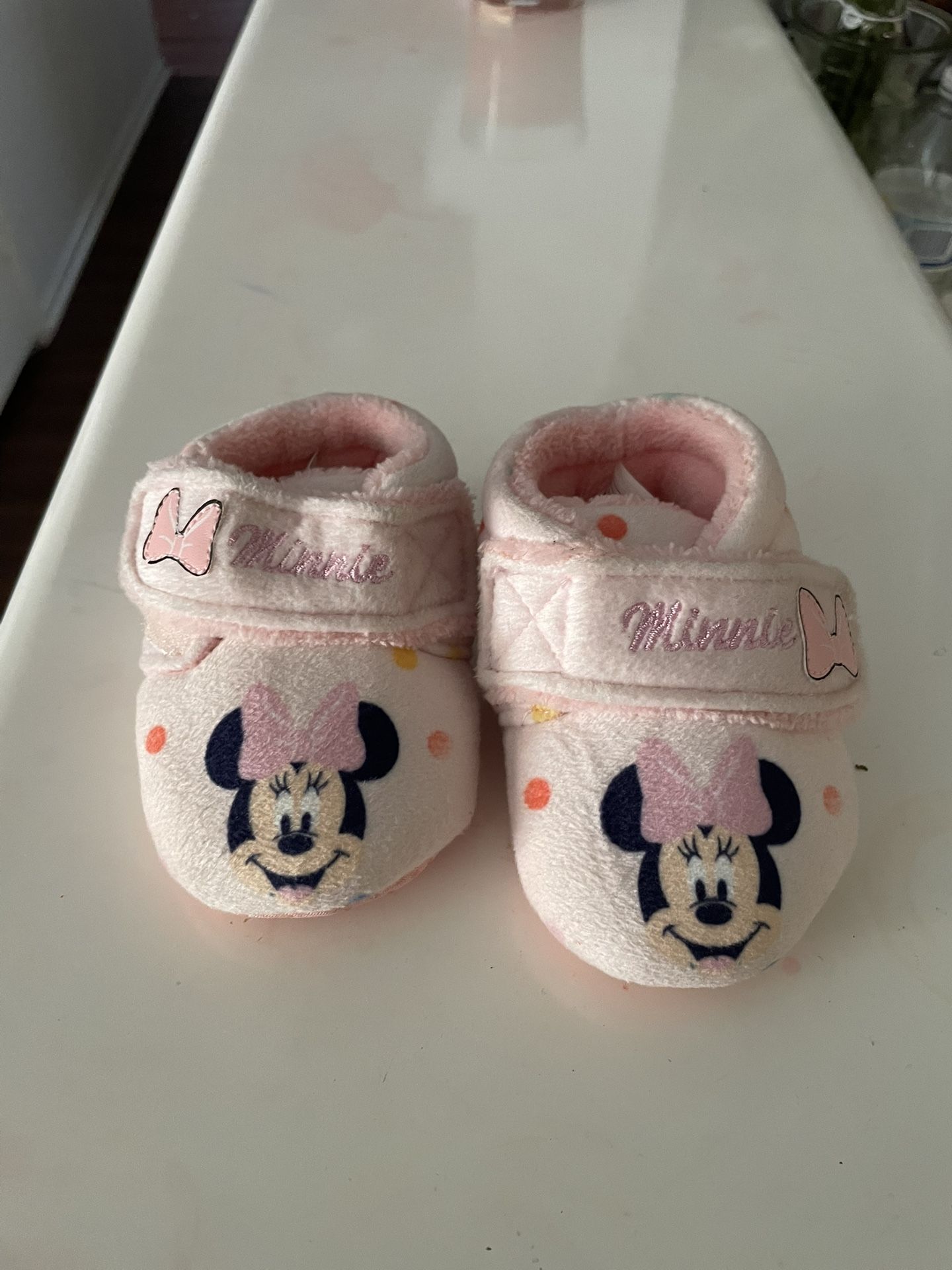 Baby Pink Toddler Size Minnie Mouse Slippers 