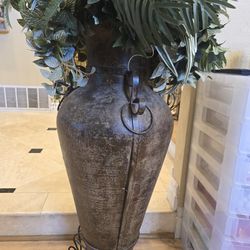 Large Decorative Pot With Fake Plants