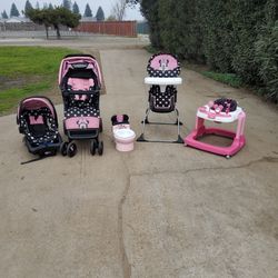 Minnie Combo, Stroller, Infant Carseat/Base, Highchair, Walker & Potty Expiration 2030 Sold As Set
