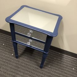 Brand New Blue High Quality Wooden and Mirrored 2 drawers End Table/Nightstand