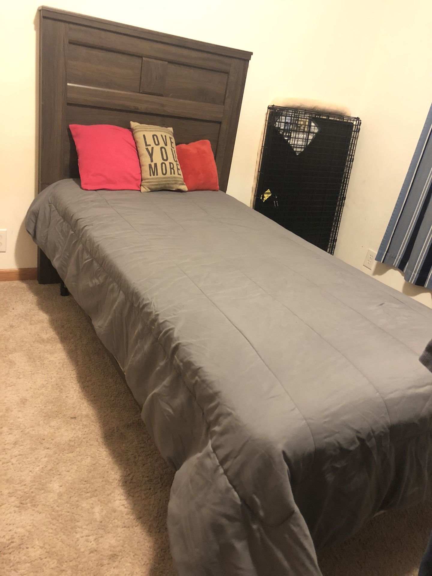 Twin size bed frame with headboard