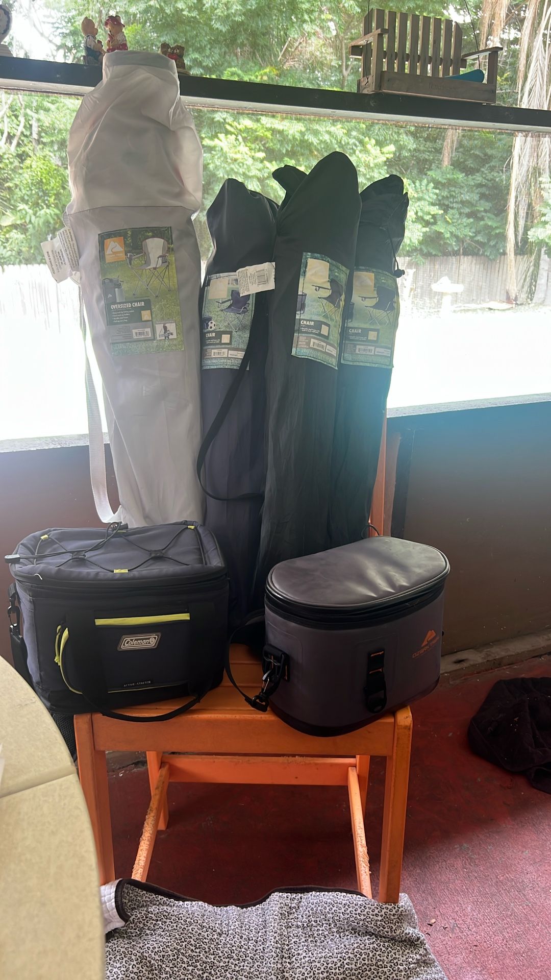 Camping/outdoor Chairs And Two Little Coolers