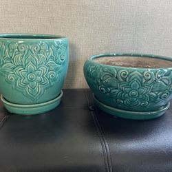 Set Turquoise Planters 