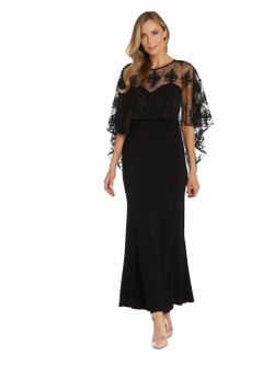 R & M Women's Embellished-Capelet Gown- Grey color size 12