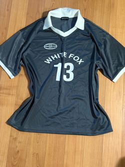 White Fox Boutique Charcoal Gray "Athleisure Club 13" Oversized Soccer Jersey Polo Top Size M/L