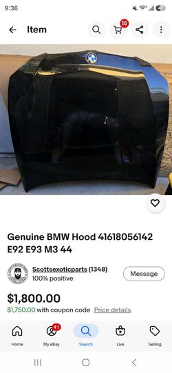 Genuine BMW Hood (contact info removed)6142 E92 E93 M3 44