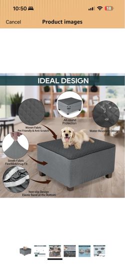 Square Waterproof Ottoman Cover