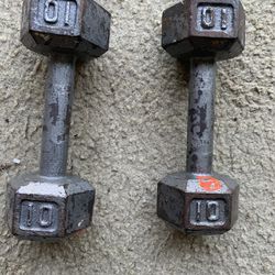 Two 10 Pound Dumbbells 