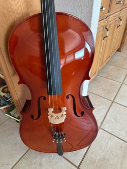 Nice 4/4 Size Cello with New Bow, Digital Tuner, Extra Strings, Rosin, Case $380 Firm