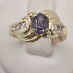 14k Gold Purple Spinel And Diamond Ring