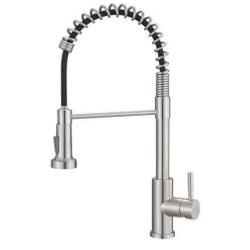 Kitchen Faucet with Pop-Up Sprayer, Single Hole Stainless Steel and Matte Black 