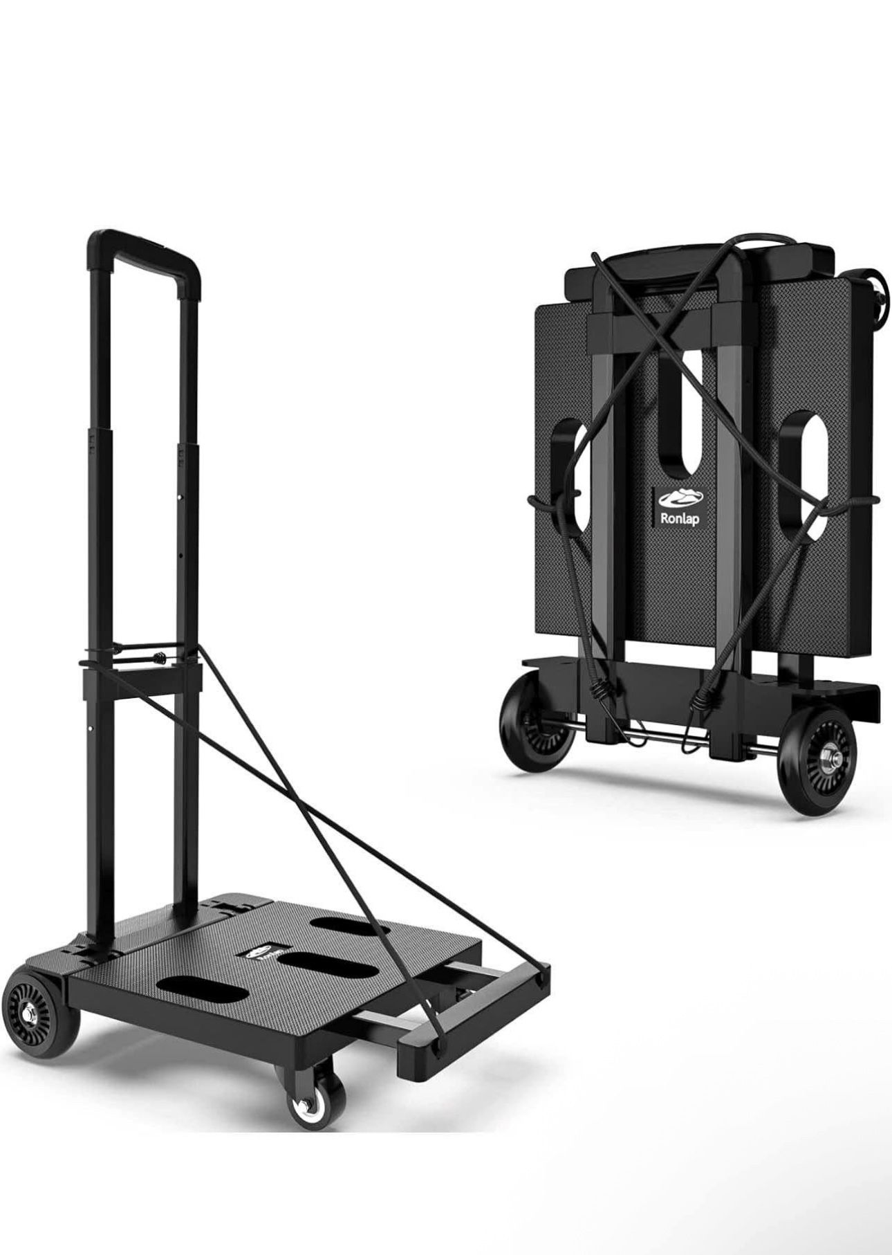 Folding Hand Truck, Portable Dolly Cart Foldable Lightweight, 4 Wheels Push Cart Dolly