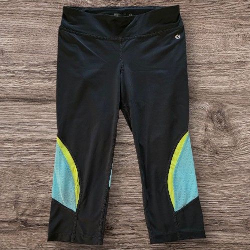 Girl's Xersion Quick-Dri Cropped Leggings Capris Size Large (14 reg) Grey/Blue