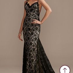 Brand New  Cream With Black Lace Wedding Dress 