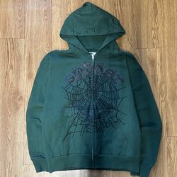 Forest Green embroidery Sp5der Zip up size L