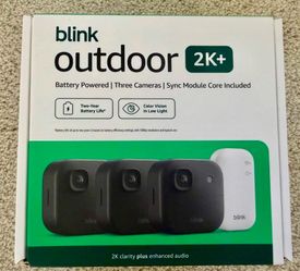 NEW 3 PACK Blink Outdoor 2K+ Wireless Security BLACK CAMERAS W/ SYNC CORE MODULE