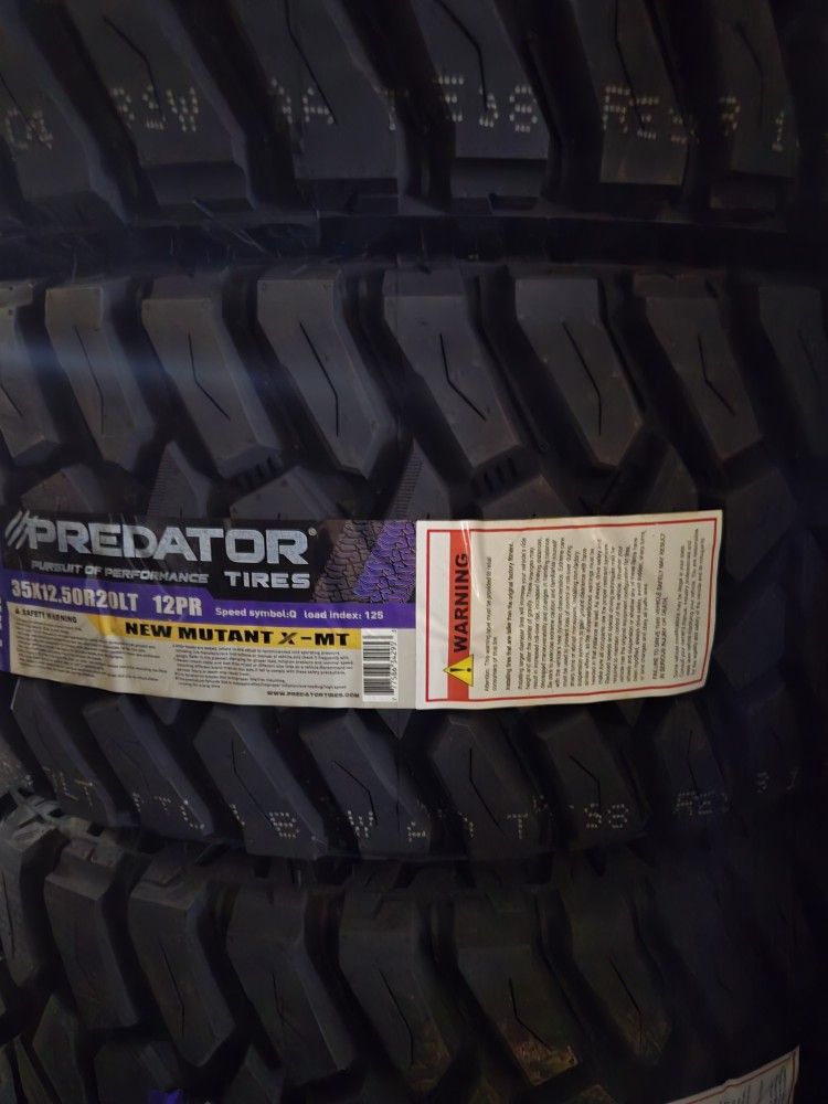 (4) 35x12.50r20 Predator M/T Tires 35 12.5 20 MT 12-ply F Rated