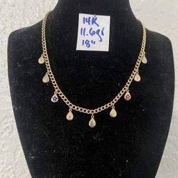 14K  Yellow Gold Chain and Pendants For Wedding 11.6Gr 18 Inches Long 