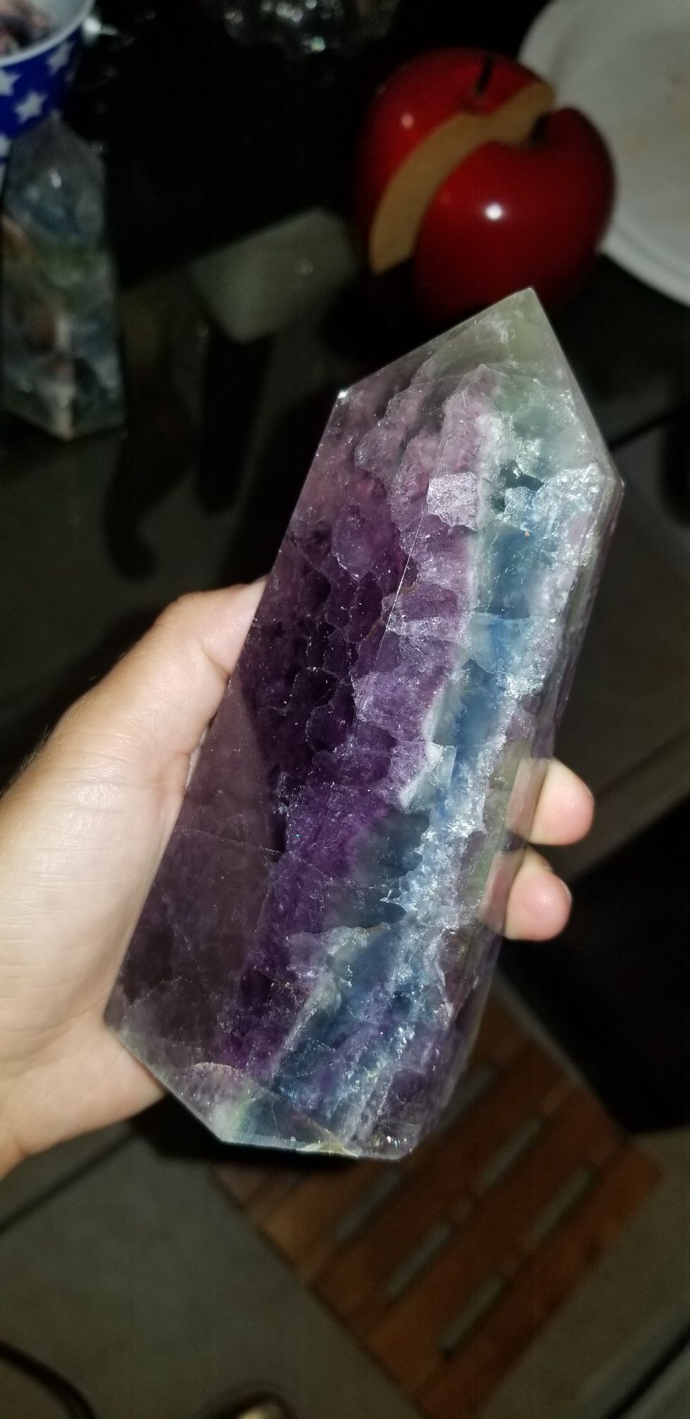 Purple and Blue Fluorite Crystal Tower