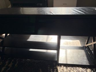 Bench with shelving underneath and storage inside