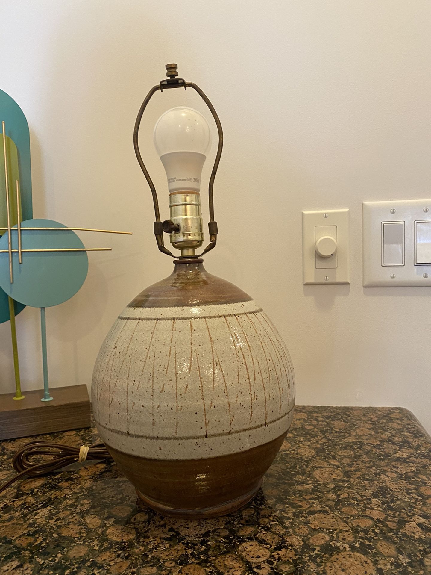 Vintage Ceramic Glazed Lamp Retro Mid Century Modern 