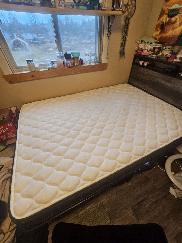 Full Size Matress And Metal Frame (Headboard Not Included)