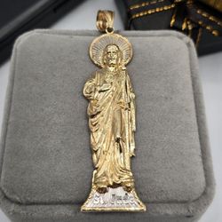 Big 14kt Gold San Judas Pendant  Dije Grande de San Judas Oro 14kt