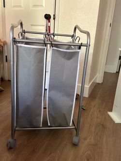Gray & White 2-Section Laundry Basket Hamper