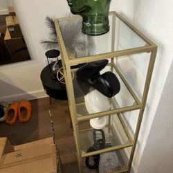 Gold Glass Bookshelf / Display Shelf – $25