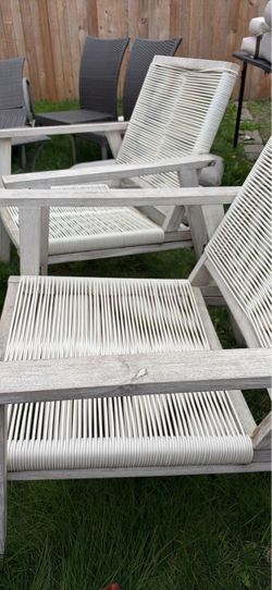 Outdoor Wood and Rope Lounge Chairs