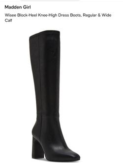 Madden Girl Black Block-Heel Knee-High Dress Boots size 9