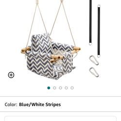 Canvas And Wood Baby Swing