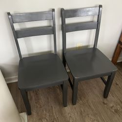 Set of 3 Gray Solid Wood Dining / Kitchen Chairs