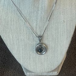 Vintage Taxco black onyx double sterling pendantw 29” box chain