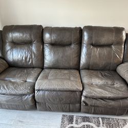 Leather Reclining Sofas Set
