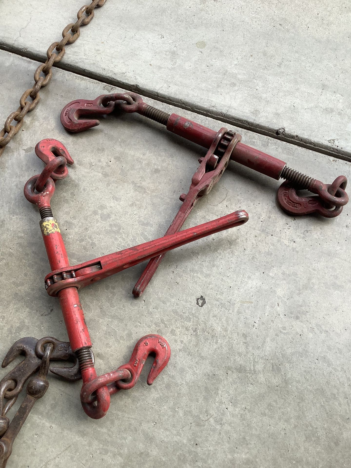 Load Binder Ratchet Type Tie Down And Chains 15ft & 10ft