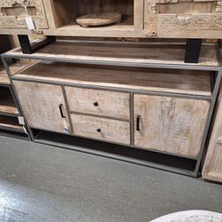 Wood And Metal Media Console 