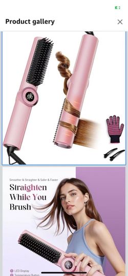 Pink 2-in-1 Hair Straightener Brush