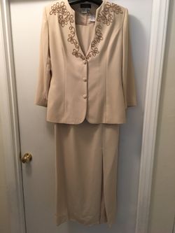 Two piece formal champagne jacket dress- size 16