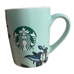 Starbucks 2021 10 oz mint green floral logo mug