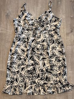 Black & White Leaf Print Mini Dress
