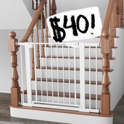 Mom's Choice Awards Winner-Cumbor 29.5"-40.6" Width Pressure Or Hardware Mounted Auto Close Safety Baby Gate, Durable Extra Wide Dog Gate For Stairs, 