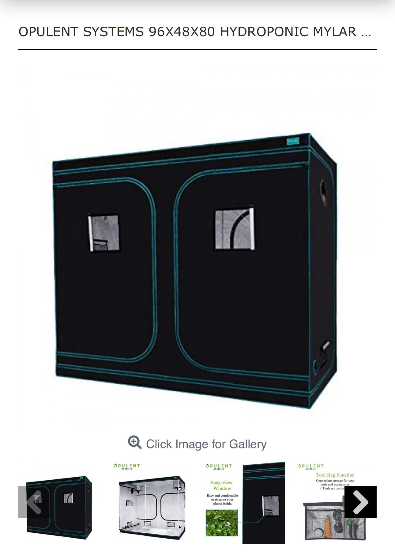 OPULENT SYSTEMS 96"x48" Grow Tent