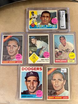 👀 (6) SANDY KOUFAX TOPPS BASEBALL CARDS * (1) GRADED  👀