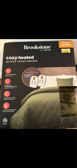 Brookstone SleepBetter Cozy Heated Quilted Velvet Blanket (Queen/Full)