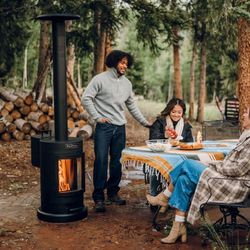 Muskoka lux smokeless high 84" 75,000 BTU Black Steel Wood Pellet Patio Heater