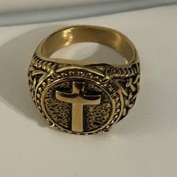 Men’s Cross Ring 18k Gold Plated 